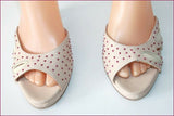 MALOLES Escarpins Tout Cuir Rose Perlé Talons Compensés T 40 TBE