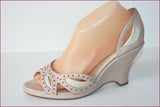 MALOLES Escarpins Tout Cuir Rose Perlé Talons Compensés T 40 TBE