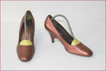 MADELEINE Escarpins Cuir Bronze Cuivré Bouts Ronds Luxe T 38 BE