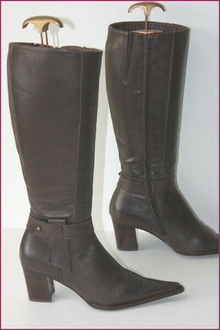 SPIRAL Bottes Pointues Cuir Marron Foncé T 40 TBE