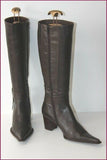 SPIRAL Bottes Pointues Cuir Marron Foncé T 40 TBE