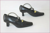 ELIZABETH STUART Escarpins Sangles Tout Cuir Noir T 38 TBE