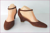 Olivier Michel Escarpins Daim Marron  Petits Talons Compensés T 38 TBE