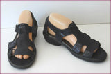 TREE COEUR Sandales Cuir Marine Scratchs Pailletés Confort T 39 ETAT NEUF