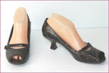 ETIENNE AIGNER Escarpins  Cuir Verni Marron Foncé Talons Bobines T 37 TTBE