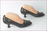 ETIENNE AIGNER Escarpins  Cuir Verni Marron Foncé Talons Bobines T 37 TTBE
