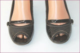 ETIENNE AIGNER Escarpins  Cuir Verni Marron Foncé Talons Bobines T 37 TTBE