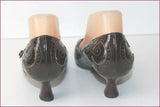 ETIENNE AIGNER Escarpins  Cuir Verni Marron Foncé Talons Bobines T 37 TTBE