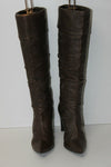 MINELLI Bottes Pointues Cuir Plissé Marron T 37 TBE