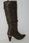 MINELLI Bottes Pointues Cuir Plissé Marron T 37 TBE