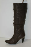 MINELLI Bottes Pointues Cuir Plissé Marron T 37 TBE