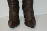 MINELLI Bottes Pointues Cuir Plissé Marron T 37 TBE
