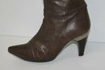 MINELLI Bottes Pointues Cuir Plissé Marron T 37 TBE