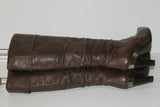 MINELLI Bottes Pointues Cuir Plissé Marron T 37 TBE