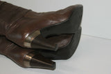 MINELLI Bottes Pointues Cuir Plissé Marron T 37 TBE