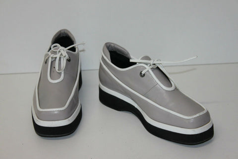 MINELLI Derby Femme à lacets Cuir Gris Clair T 36 ETAT NEUF
