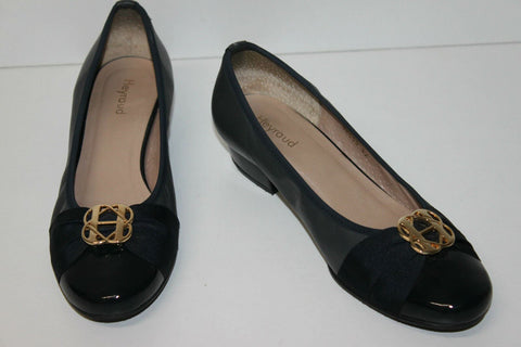 HEYRAUD Escarpins Tout Cuir Verni et Cuir Lisse Marine T 37 TBE