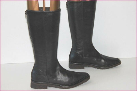 GELATI Mi Bottes Cuir Noir Zip sur l'arrière T 36 ETAT NEUF