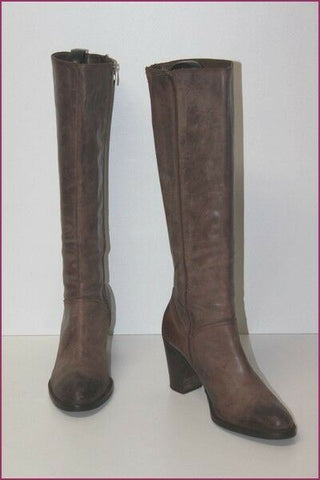 DONNA PIU Bottes à Talons Cuir Taupe T 41 TBE