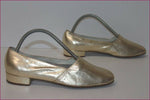 DURER PARIS Escarpins VINTAGE  Cuir Doré RETRO Fait Main T 4 US / T 35 FR BE