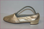DURER PARIS Escarpins VINTAGE  Cuir Doré RETRO Fait Main T 4 US / T 35 FR BE