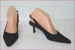SONIA RYKIEL Escarpins Pointus Toile Imprimée Noire Talons Ouverts T 37 TBE