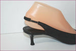 SONIA RYKIEL Escarpins Pointus Toile Imprimée Noire Talons Ouverts T 37 TBE