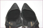 SONIA RYKIEL Escarpins Pointus Toile Imprimée Noire Talons Ouverts T 37 TBE