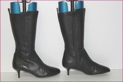 DKNY Mi Bottes Tout Cuir Noir Petits Talons Fins T 8 US / T 38.5 BE