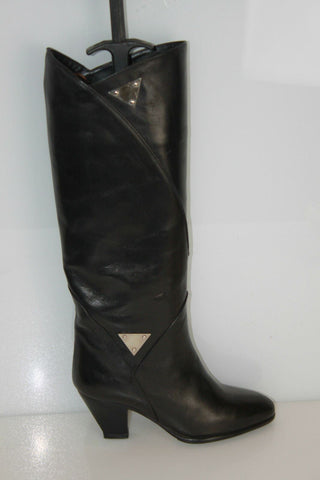 Bottes CHARLES JOURDAN Leather Tout Cuir Rigide Noir T 5 US / T 36 EUR  TTBE