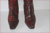 AMBER ROSE Mi Bottes Tout Cuir Rouge Foncé Reptile T 37 TBE