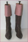 MANFIELD Bottes Genoux Pointues Tout Cuir Marron et Rose T 40 TBE