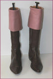 MANFIELD Bottes Genoux Pointues Tout Cuir Marron et Rose T 40 TBE