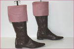 MANFIELD Bottes Genoux Pointues Tout Cuir Marron et Rose T 40 TBE