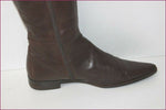 MANFIELD Bottes Genoux Pointues Tout Cuir Marron et Rose T 40 TBE