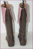 MANFIELD Bottes Genoux Pointues Tout Cuir Marron et Rose T 40 TBE