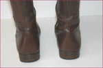MANFIELD Bottes Genoux Pointues Tout Cuir Marron et Rose T 40 TBE