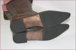 MANFIELD Bottes Genoux Pointues Tout Cuir Marron et Rose T 40 TBE