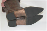 MANFIELD Bottes Genoux Pointues Tout Cuir Marron et Rose T 40 TBE