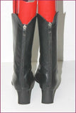 TED LAPIDUS Mi Bottes Cuir Noir Bouts Semi Carrés T 41 TBE