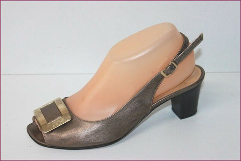 HEYRAUD Escarpins Ouverts Tout Cuir Bronze t 37 TTBE