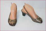 HEYRAUD Escarpins Ouverts Tout Cuir Bronze t 37 TTBE