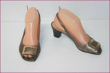 HEYRAUD Escarpins Ouverts Tout Cuir Bronze t 37 TTBE