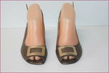 HEYRAUD Escarpins Ouverts Tout Cuir Bronze t 37 TTBE