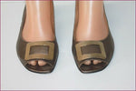 HEYRAUD Escarpins Ouverts Tout Cuir Bronze t 37 TTBE