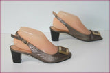 HEYRAUD Escarpins Ouverts Tout Cuir Bronze t 37 TTBE