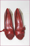 EDEN SHOES Escarpins Tout cuir Façon Reptile Rouge Foncé T 37 TBE