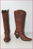 HEYRAUD Bottes Cavalières à talons Cuir Marron T 37 TBE