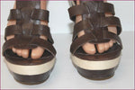 GUESS Escarpins Sandales Cuir Marron Très Hauts Talons T 40 TTBE