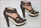 GUESS Escarpins Sandales Cuir Marron Très Hauts Talons T 40 TTBE